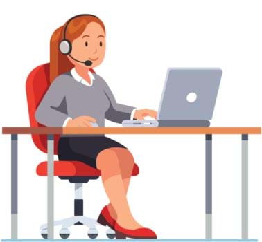 Illustration of Woman with Headset on Computer Customer Service Technician Concept